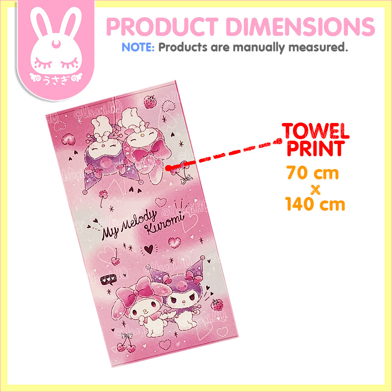 My Melody & Kuromi Love Cherries Beach Bath Towel