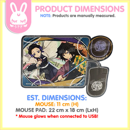 Demon Slayer: Kimetsu no Yaiba Glowing Mouse & Mousepad Set | Giyuu x Shinobu