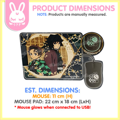 Demon Slayer: Kimetsu no Yaiba Glowing Mouse & Mousepad Set | Tanjiro x Giyuu