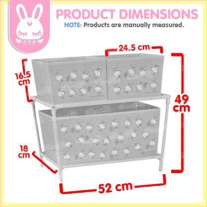 Hello Kitty Usamimi 2-Tier 3-Box Storage Shelf