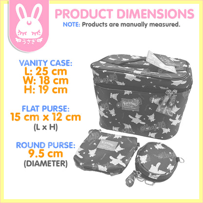 Kuromi & Baku Beautiful 3-Piece Travel Vanity Cosmetic Bag Set