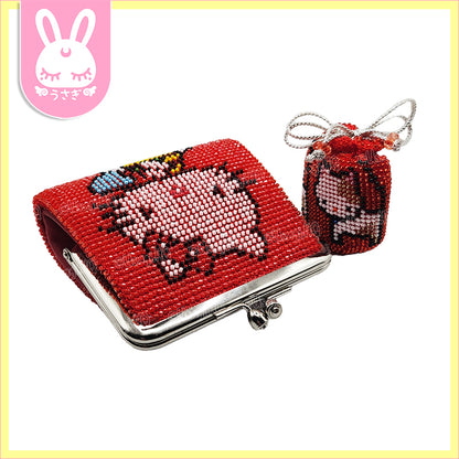 Hello Kitty Classic Shiny Beaded Coin Purse with Charm