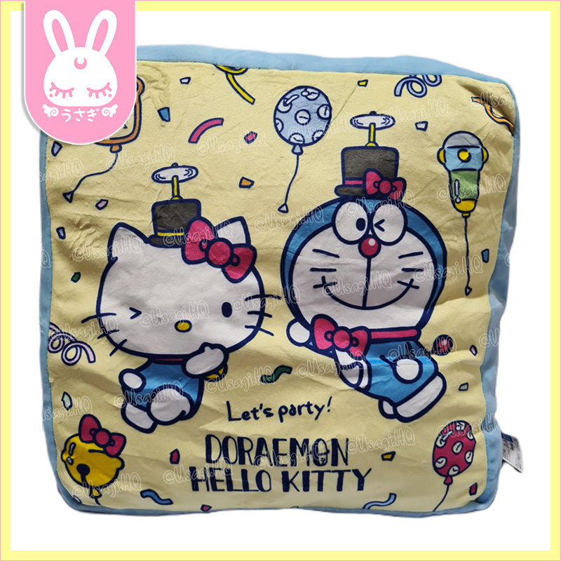 Doraemon x Hello Kitty Collaboration Let's Party! Mochi Mochi Square Plush Cushion | 36cm